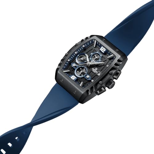 NAVIFORCE Men Quartz Watch Auto Date Week Business Dress Analog Wrist Watches BBE, black+Blue, classic style NF8025-BBEBE