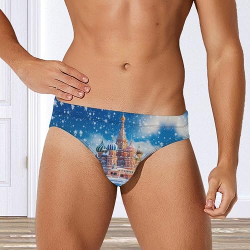 Saint-Basils Cathedral Men's Swimming Trunks Briefs Beach Swimwear Low Rise Bikini Swimsuit Print Bathing Suit4