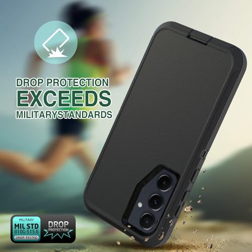 Image of Case for Galaxy A55, Heavy-Duty Tough Rugged Shockproof Drop Protective Cover Cases for Samsung Galaxy A55, Black