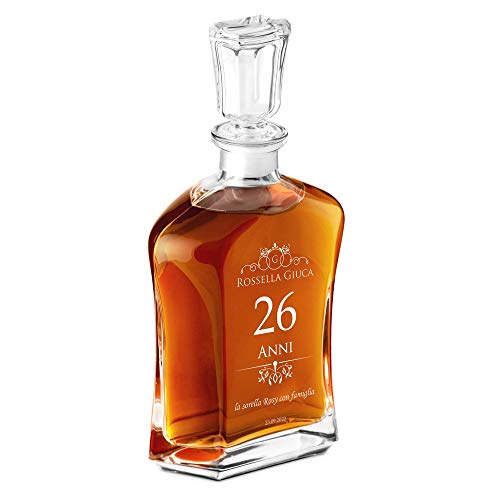 Maverton Decanter per Whisky in vetro - incisione personalizzata - Caraffa in vetro da 700 ml - idea regalo per il compleanno per la donna - Art nouveau