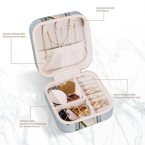 Mini boîte à bijoux portable branches de fleurs d'une grande finesse