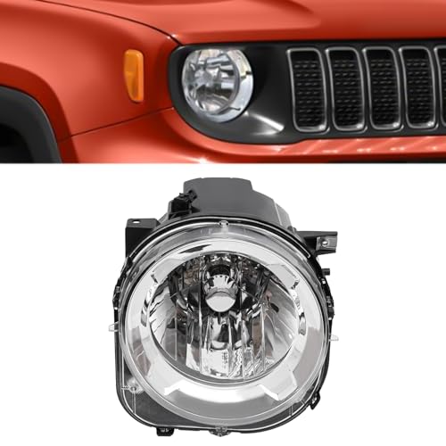 WOHAIPA Halogen Headlights Assembly For Jeep 2019-2023 Renegade Front Headlamp w/Bulbs Replacement 68516348AA 68516361AA (Passenger Side)