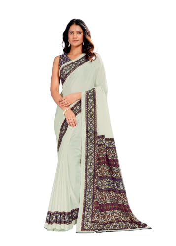 Image of Jaanvi fashion Women's Crepe Silk Saree with Unstitched Blouse Piece | Soft Lightweight Traditional Ethnic Wear Saree for Party, Wedding, Festival