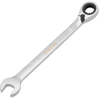 DAKCOS Combination Ratchet Wrench 10 mm - Switchable - Metric Ratchet Combination Spanner Made of CR-V with Matt Chrome Finish