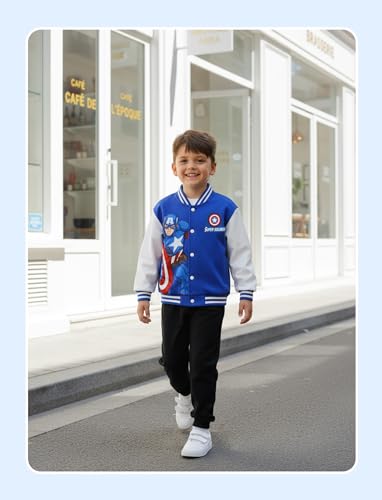 Image of Disney Marvel Bomber Jacket Spider Man Toy Story Cars Varsity Cardigan2-13Y | Officially Licensed Snap Button Coat,Fall Star Wars Graphic Cloth Top,Hulk Venom Stitch Mickey Lightning Mcqueen Kids Apparel