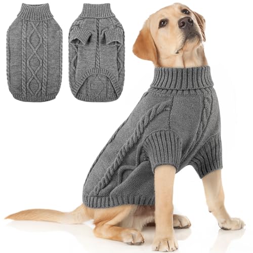 Image of Queenmore XXL Dog Sweater,Classic Knit Big Dog Christmas Sweater Turtleneck