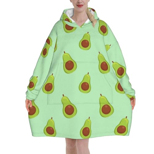 Sweat couverture flanelle motif avocat avec grande poche et manches