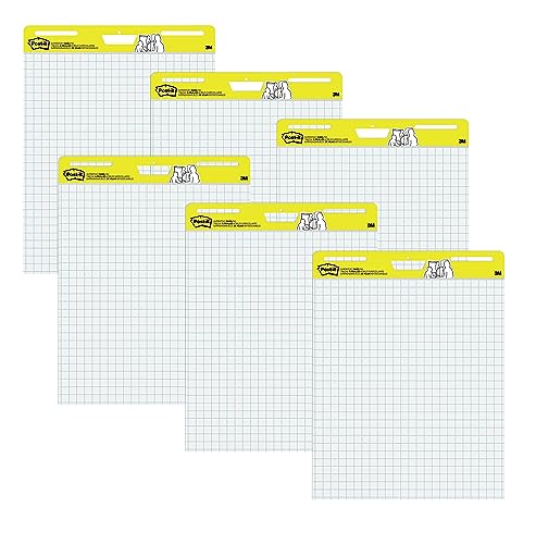 3M Post-it 24343771 Super Sticky Easel Pad 25-Inch x 30-Inch White with Grid 30 Sheets/Pad (560 VAD 6PK)