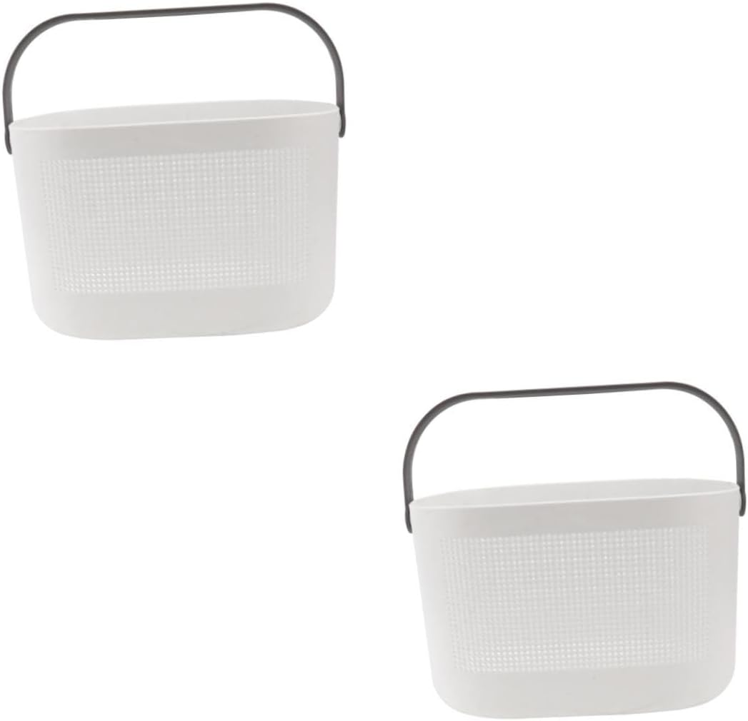 2pcs Handheld Wash Basket Hollow Design Storage Container for Toiletries and Bathroom Essentials Capacity Handheld Organizer Neutral Gray