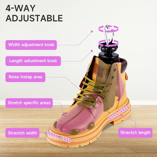 Exshoiu Shoe Stretcher Men Women, 4-Way Boot Stretcher Stretch Width & Length, Shoe Tree Adjustable Leather Boot Widener Stretcher for Wide Feets by Exshoiu - Image 3
