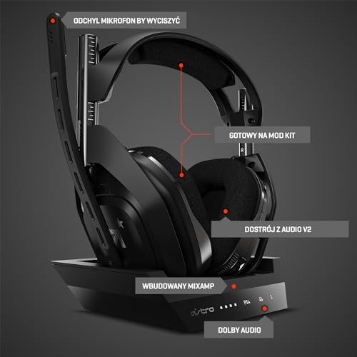 Astro Gaming A50 939-001676 Słuchawki Gamingowe, Czarny, Do 15 Godzin Pracy