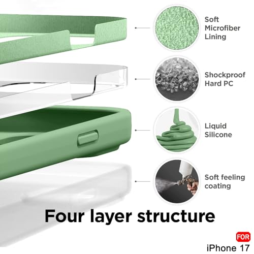 Image of TheGiftKart Liquid Silicone Back Cover Case for iPhone 17 | Soft Micro-Fibre Lining Inside | Camera & Screen Protection | Shockproof Back Cover Case for iPhone 17 (Silicone, Green)