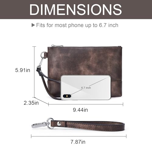 Image of CLUCI Wristlet Wallet for Women Large Capacity Leather Clutch Purse Slim Ladies Travel Credit Card Holder Phone Organizer