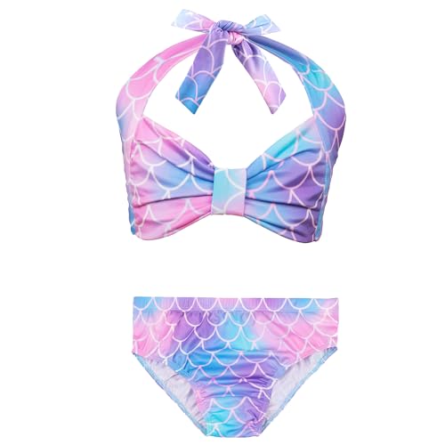 Image of GALLDEALS Girls 3 Piece Swimsuit Bathing Suits Bikini with Cover Up Skirt 3 to 12 Years