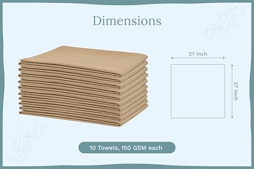 Image of Organic Cotton Beige Flour Sack Towels - 10 Pack, 27 inchx27 inch, Highly Absorbent Beige Tea Towels - Kitchen Cloth for Baking, Bread Making, and Cooking - Absorbent and Lint-Free (10 Pack)