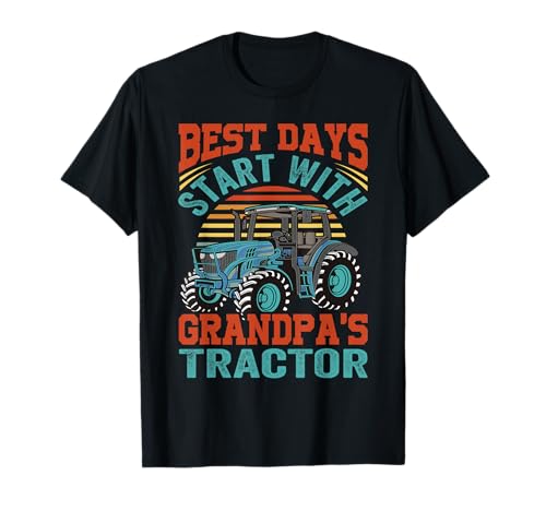 Best Days Start With Grandpa's Tractor - Funny Farmer Camiseta