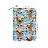 SEBNATAL Fashion Credit Card Holder Wallet for Daily Use, Compact Funny Alpaca Art Leather Case Purse with Metal Zipper