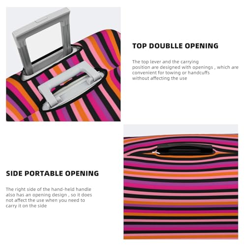 Pink Orange Black Colors Stripes Elastic Travel Luggage Covers Dustproof Scratch-Resistant Suitcase Protector Fit 22-24 Inch3