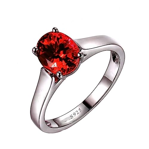 Bague fiançailles argent solitaire oval rouge à porter pour sceller votre promesse de mariage