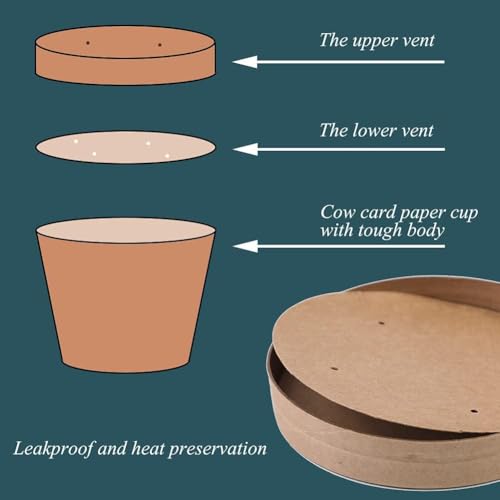 Image of Wuadua 50 Pack 8oz Paper Soup Cups with Lids Disposable Ice Cream Cups