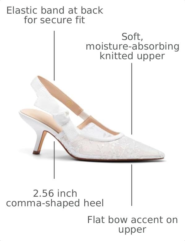 Image of Coutgo Womens Slingback Kitten Heels Closed Pointed Toe Bowknot Knitted Slip On Work Pumps Dress Shoes