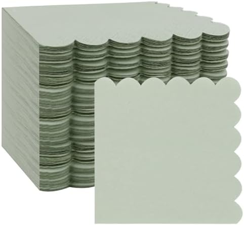 HEIPINIUYE 50 Pieces 2-ply Light Purple Napkin Disposable Scalloped Cocktail Napkins...