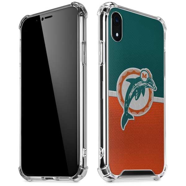 Skinit Clear Phone Case Compatible with iPhone XR - Officially Licensed NFL Miami Dolphins Vintage Design
