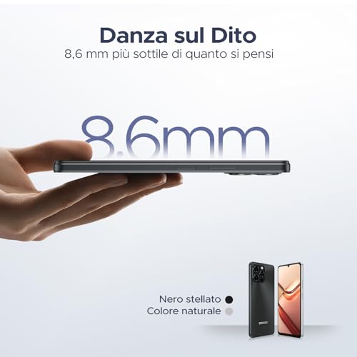 DOOGEE Note 58 Smartphone Android 16, 32GB+128GB/2TB TF Cellulare, 6.75" HD+ 90Hz Schermo,6250mAh, 16MP+8MP Telefono Cellulare, 4G Dual SIM/Octa Core/Widevine L1/NFC/OTG/Face ID/GPS, Nero
