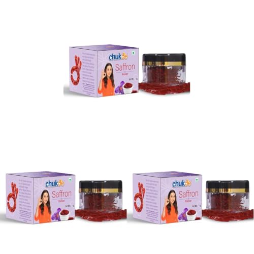 Image of Chukde - Kesar (0.03 OZ) - Saffron - Rich Flavor and Aroma - Ideal for Enhancing Dishes, Desserts, and Beauty Treatments - Ideal For Culinary, Health, and Skincare Applications - 1 Gm (Pack of 3)