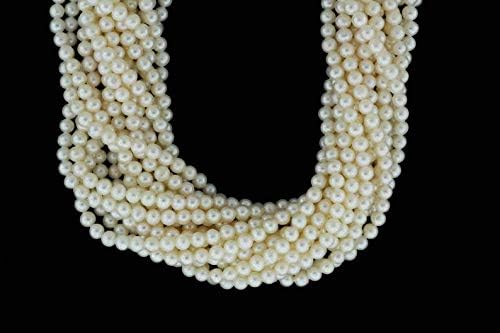 White Freshwater Pearl 4mm Smooth Rounds 16" Bead Strand
