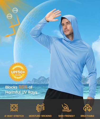 ZITY 3 Pack Men's Sun Protection Hoodie Shirt Fishing Shirts for Men UPF 50+ Long Sleeve Shirt Lightweight Rash Guard - Image 4