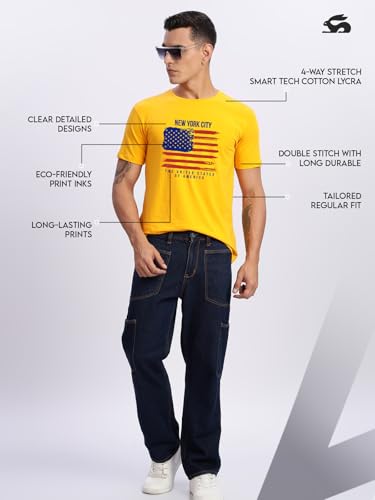Image of ADRO Men's 100% Cotton Regular Fit T-Shirt