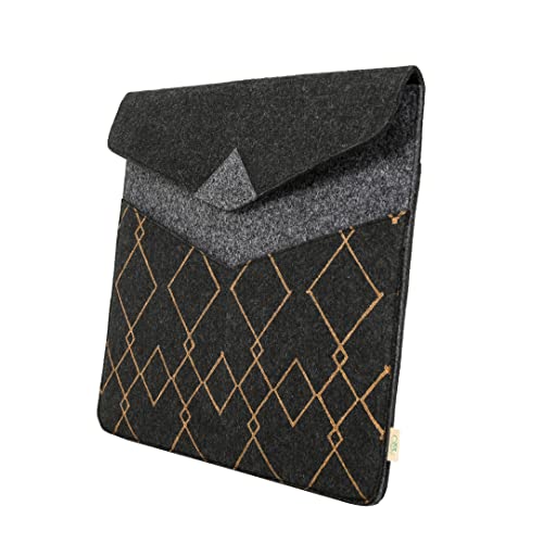 Image of OON Laptop Sleeve Stylish Black & Dark Grey Printed Felt for 13 Inch Device