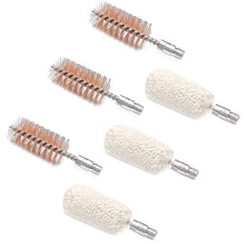 Eamber 6 Pack Bore Brush/Swab Kit,Shoutgun/Pistol Bore Brushes Cleaning Mop Brushes 22-.223 Cal 5.56mm/357.380.38 Cal 9mm/12GA