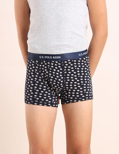 Image of U.S. Polo ASSN. Boy's EKT07 Mid Rise Cotton Spandex Underwear Trunks - Pack of 5