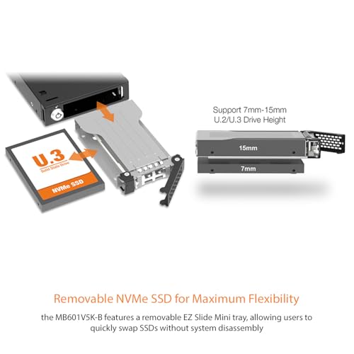 2.5" U.2/U.3 NVMe SSD PCIe 5.0 Mobile Rack Enclosure miniatura 3