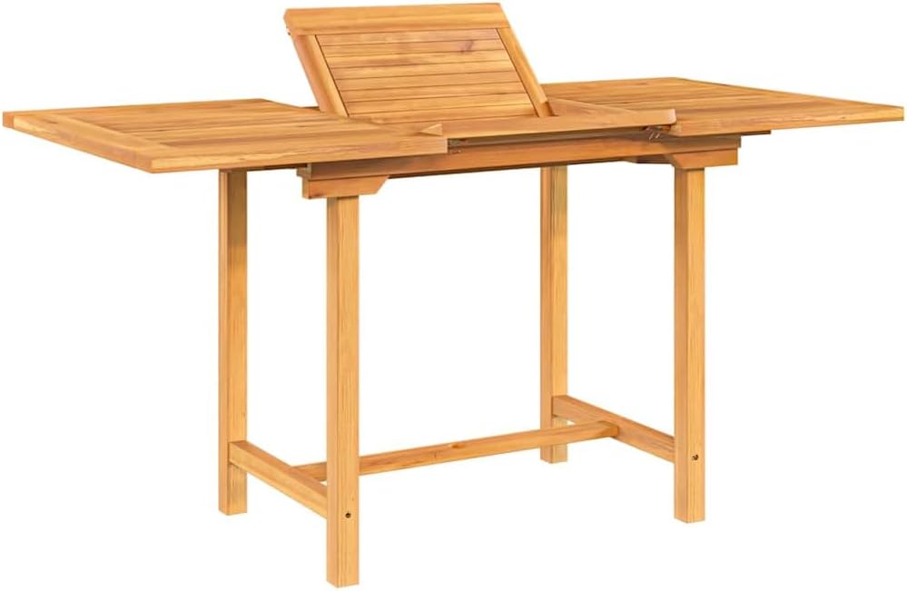 vidaXL Dining Table, Outdoor Extendable Rectangular Dining Table, Patio Table Furniture, Picnic Table with Parasol Hole, Solid Wood Teak