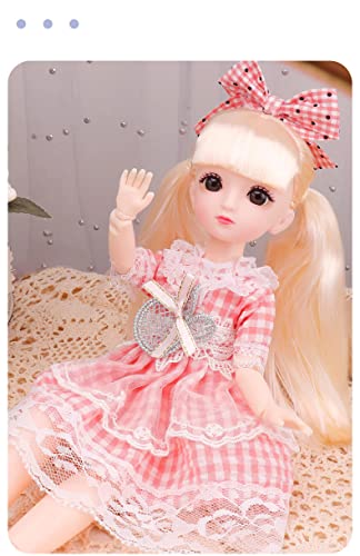 Image of DSR inch 30CM Smart Doll 12 Inch Ball Jointed Doll Toys with Full Set Clothes Shoes Wig Makeup Gift for Kids Gift All Day (Movable Joint-Small Doll-30CM(Pink))