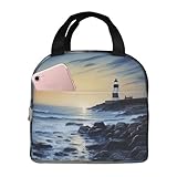 NONHAI Lunchtasche, isoliert, Motiv: Leuchtturm, Lunchbox für Damen und Herren, wiederverwendbare Lunchtasche, Kühltasche für Büro, Picknick