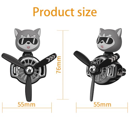 Image of 2Pcs Car Air Fresheners, Cute Bear Pilot Automotive Air Outlet Creative Car Perfume Diffuser, Automotive Accessories Air Vent Decoration with 8 Fragrant Tablets (Black 3+Blue 2)