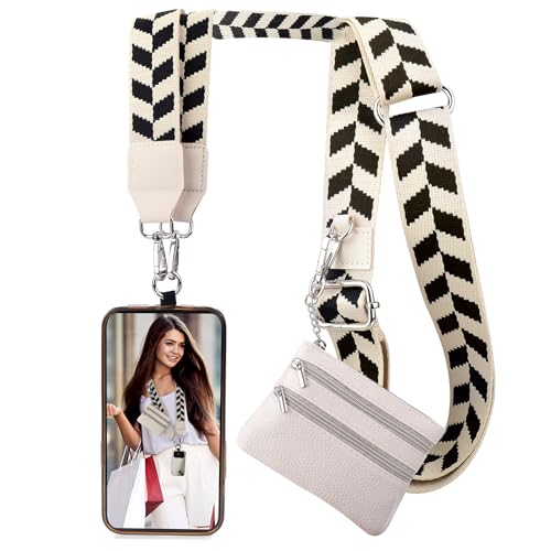 Image of XANGNIER Clip and Go Strap for Phone with Wallet Crossbody, Phone Strap with Zippered Wallet, Adjustable Anti Theft Cellphone Lanyard for Women, Cellphone Chain Accessories,Multicolor 4