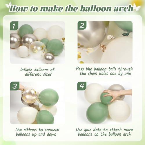 Sage Green Birthday Party Decorations with Happy Birthday Banner Green Fringe Curtain Butterfly Decorations Foil Balloons Happy Birthday Decorations for Women - Image 4