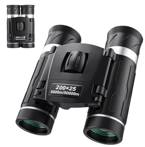 200x25 Compact Binoculars for Adults & Kids High Powered Mini Pocket Binocular Small Portable Lightweight Binoculars for Travel Camping Bird Watching Concert Sport Games