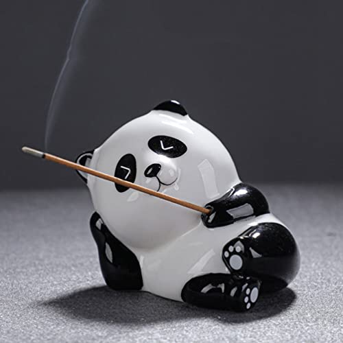 Boneco de panda queimador de incenso de cerâmica: suporte de incenso de bobina de cone, suporte de i