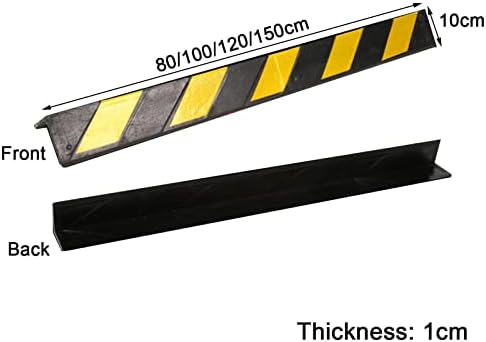 Reflective Wall Corner Protector, Car Parking Bumper Guard, 1cm Thick L-Shape Rubber Corner Guard with Yellow Strips, Wall Guard for Garage and Parking (120cm, 1pc)