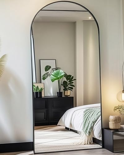 NEARBYSD Oversized Full Body Mirror with Stand, Black, 76" x 34"
