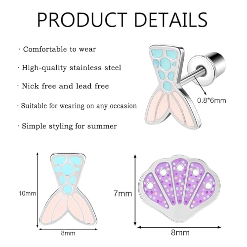 AOEDEJ 2 Pairs Stainless Steel Earrings for Women Cute Hypoallergenic Earring Studs Hypoallergenic Birthday Gift for Women2