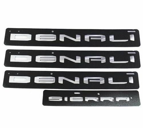 Image of 4Pcs Kit 19-22 Sierra Denali Letters Emblems 3D Badge Nameplate Decal Sticker 1500 HD 2500 HD 3500 hd AT4 Replacement for Sierra Denali (Chrome)