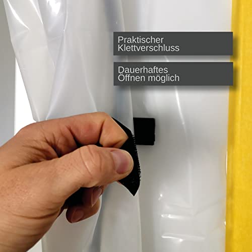 Colorus Staubschutztüre Folie LDPE mit L-Reißverschluss | Staubschutz Bautür mit stabiler 100my Folie | Transparente Schutztüre für Türe mit 1,15 x 2,20 m