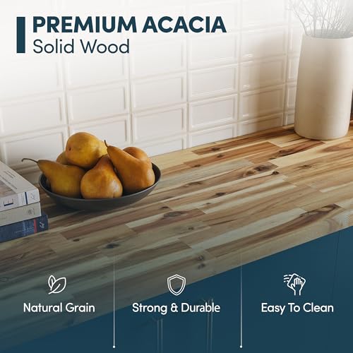 Tabla de cortar de madera de acacia sólida, sin acabado, 152,4 cm x 91,4 cm x 3,81 cm, para cocina, isla o estación de preparación miniatura 4